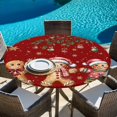 thumbnail image 6 of Gingerbread Christmas Round Tablecloth, Fitted Table Cover with Elastic for 45"-54" Round Tables, Xmas Balls Branches Red Table Cloth Outdoor Indoor Dinning Party Waterproof Tablecloths, 6 of 7