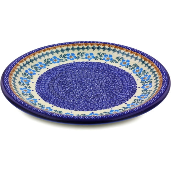 Polish Pottery 12¾-inch Platter (Blue Cornflower Theme) Hand Painted in Boleslawiec, Poland Certificate of Authenticity