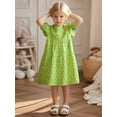 thumbnail image 2 of Emy Dola 2-7T Little Girls Green Floral Cotton Dress Princess Short Sleeve A-line Summer Dresses, 2 of 8