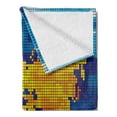 thumbnail image 2 of Digital Soft Flannel Fleece Throw Blanket, Geometric Squared Modern World Print Global Universe Artwork Image, Cozy Plush for Indoor and Outdoor Use, 70" x 90", Earth Yellow Sky Blue, by Ambesonne, 2 of 5
