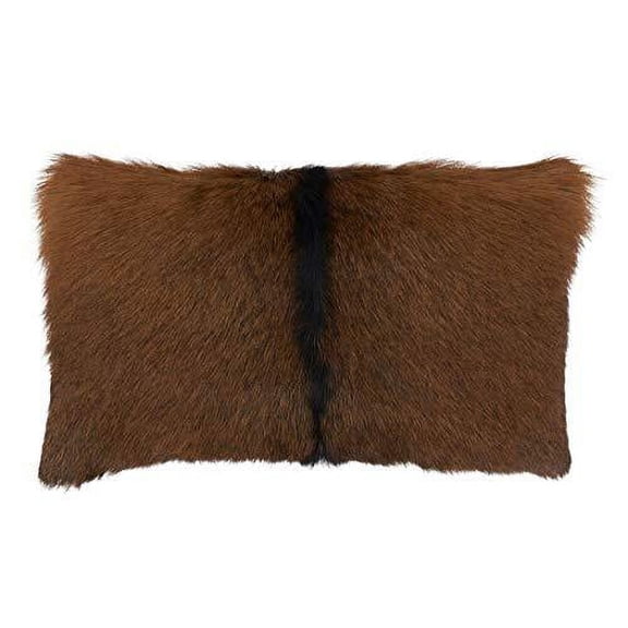 Fennco Styles Glam Goat Fur Decorative Throw Pillow - Brown Accent Throw Pillow for Couch, Bedroom and Living Room Décor