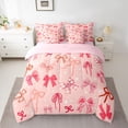 thumbnail image 3 of Homewish Cute Plaid Bow-tie Bedding Comforter Set 7pcs, Winter Snowflake Print Queen Bedding Sets, Teen Kids Girls Reversible Queen Sheet Sets, Microfiber Bedroom Decor, 3 of 8