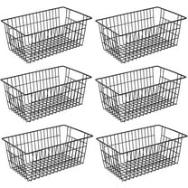 6 Pack Wire Storage Baskets for Organizing, Pantry Organization Bins for Kitchen Cabinets, Closet - Freezer Storage Baskets,Metal Basket for Laundry, Garage, Bathroom Countertop Organizer, Black