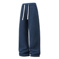 thumbnail image 2 of RongHuan Mens Big and Tall Wide Leg Pants Elastic Waist Drawstring Casual Pant Loose Trendy Long Trousers with Pockets, 2 of 8