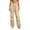 Pants # Khaki, variant on Womens Parachute Pants High Waisted Baggy Trousers Elastic Drawstring Waist Multi Flap Pockets Knee Dart Detailing Adjustable Cinch Hem Streetwear Bottoms