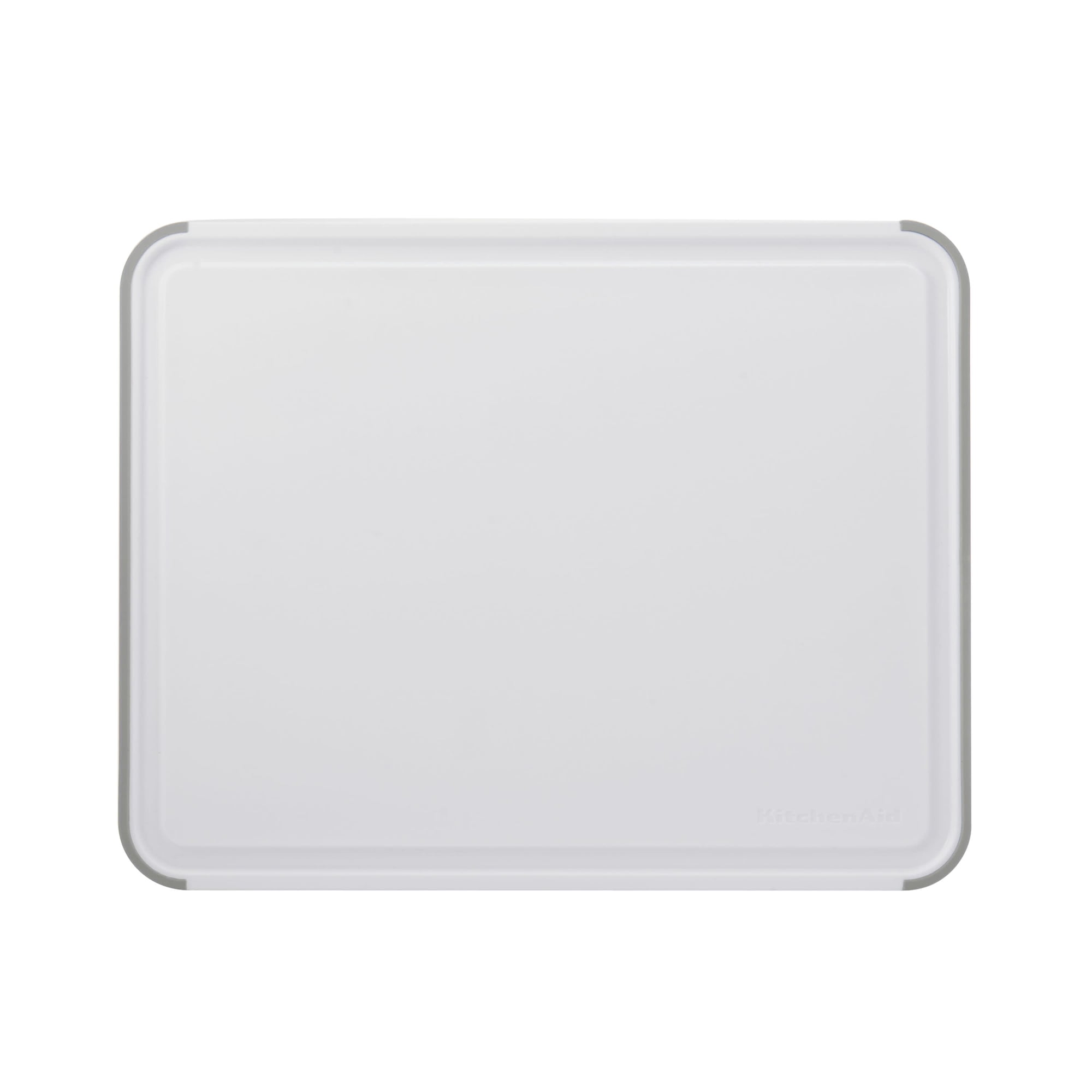 KitchenAid Classic Nonslip Plastic Cutting Board, 11-inch x14-inch, White and Matte Gray