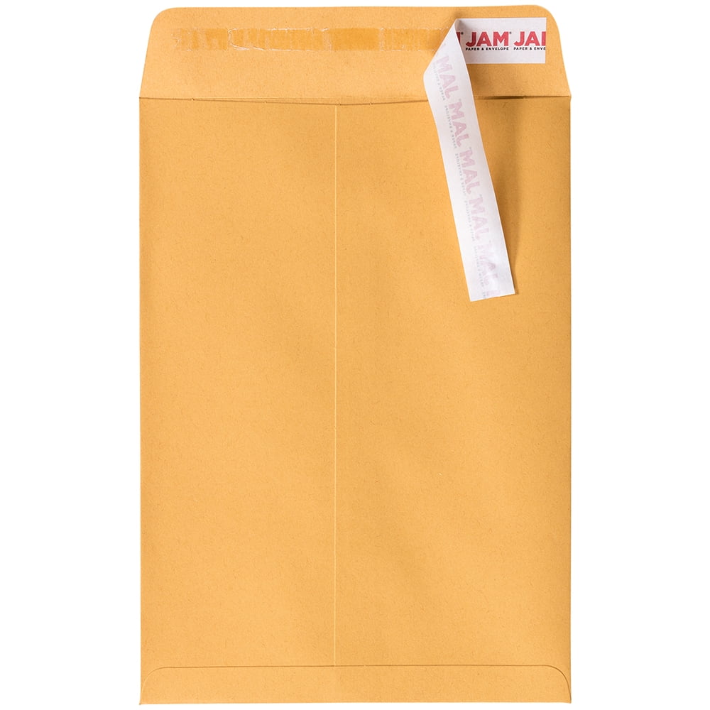 JAM Paper Open End Catalog Envelopes, 7 1/2" x 10 1/2", Brown Kraft Manila, 100 Per Pack