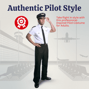 Dress-Up-America Pilot Costume for Adults - Pilot Uniform for Men - Halloween Airline Captain Costume Set (Large)