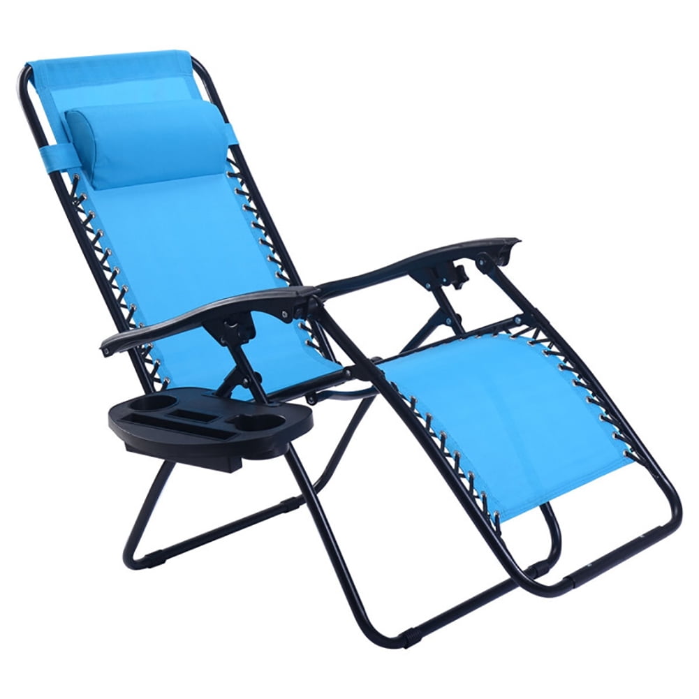 Aimee Lii 2 Pieces Folding Recliner Zero Gravity Lounge Chair, Outdoor Patio Furniture, Light Blue