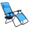 thumbnail image 3 of GVN 2 Pieces Folding Lounge Chair with Zero Gravity-Light Blue, Adjustable Zero Gravity Folding Reclining for Deck, Beach, Yard, 3 of 7