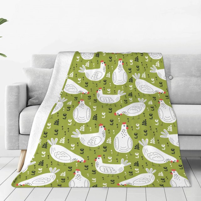 Fotbe Lovely Chickens Manta de Franela Acolchonada con Estampado, Súper Suave y Esponjosa, Extra Grande para Sofá, Cama, Uso Todo el Año-50"x40"