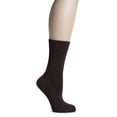 thumbnail image 3 of Hugh Ugoli Women's Bamboo Diabetic Crew Socks, Thin, Loose Fit, Soft, Wide Stretchy, Seamless Toe, 4 Pairs, Dark Brown, Shoe Size: 6-9, 3 of 3