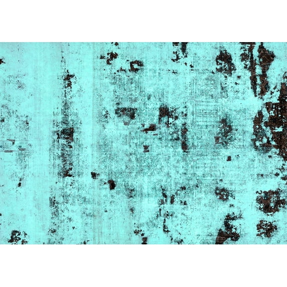 Ahgly Company Indoor Rectangle Abstract Turquoise Blue Modern Area Rugs, 5' x 8'