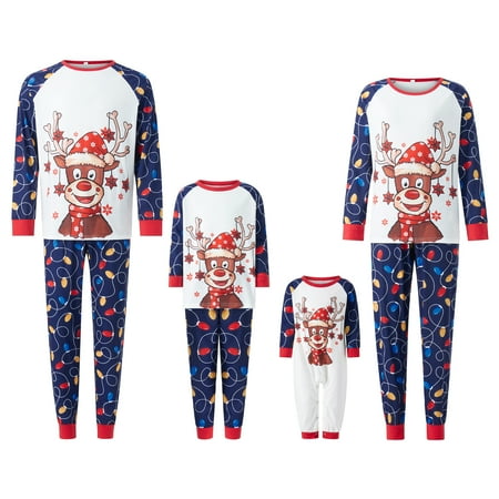 

Meihuid Christmas Family Matching Pajamas Long Sleeve Pj Set Festival Party Sleepwear with Button S-XXL