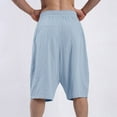 thumbnail image 5 of zfhfof Men's Long Cotton Linen Shorts Below Knee Pocketed 3/4 Summer Drawstring Capri Pants with Pockets Lounge Baggy Shorts, 5 of 7