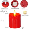 2" x 2" Red Flameless LED Votive Candles with Timer, Realistic Battery
