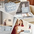thumbnail image 5 of Soda Candy Makeup Bag Large Quilted Cosmetic Bag Floral Make up Bag for Women Cute Cotton Makeup Bag Set Travel Toiletry Organizer Bag, Blue, 5 of 7