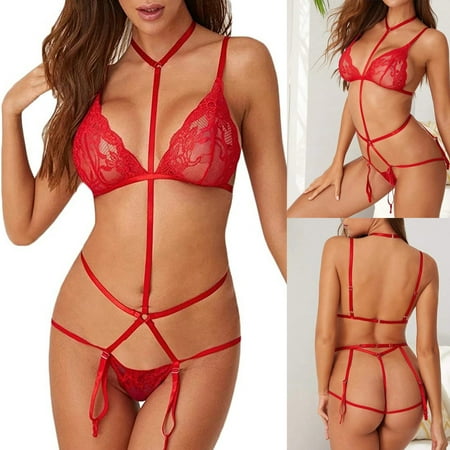 

Lingerie for Women Exquisite Female Lingerie Lace Body Shaping Garter Set Set Red