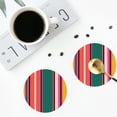thumbnail image 4 of Lsque Vertical Stripes Pattern 4" Drink Coasters Set of 4, PVC Leather Absorbent Coasters, Table Coaster Set Decorative Coffee Cup Coasters Housewarming Gift -Round Shape, 4 of 6