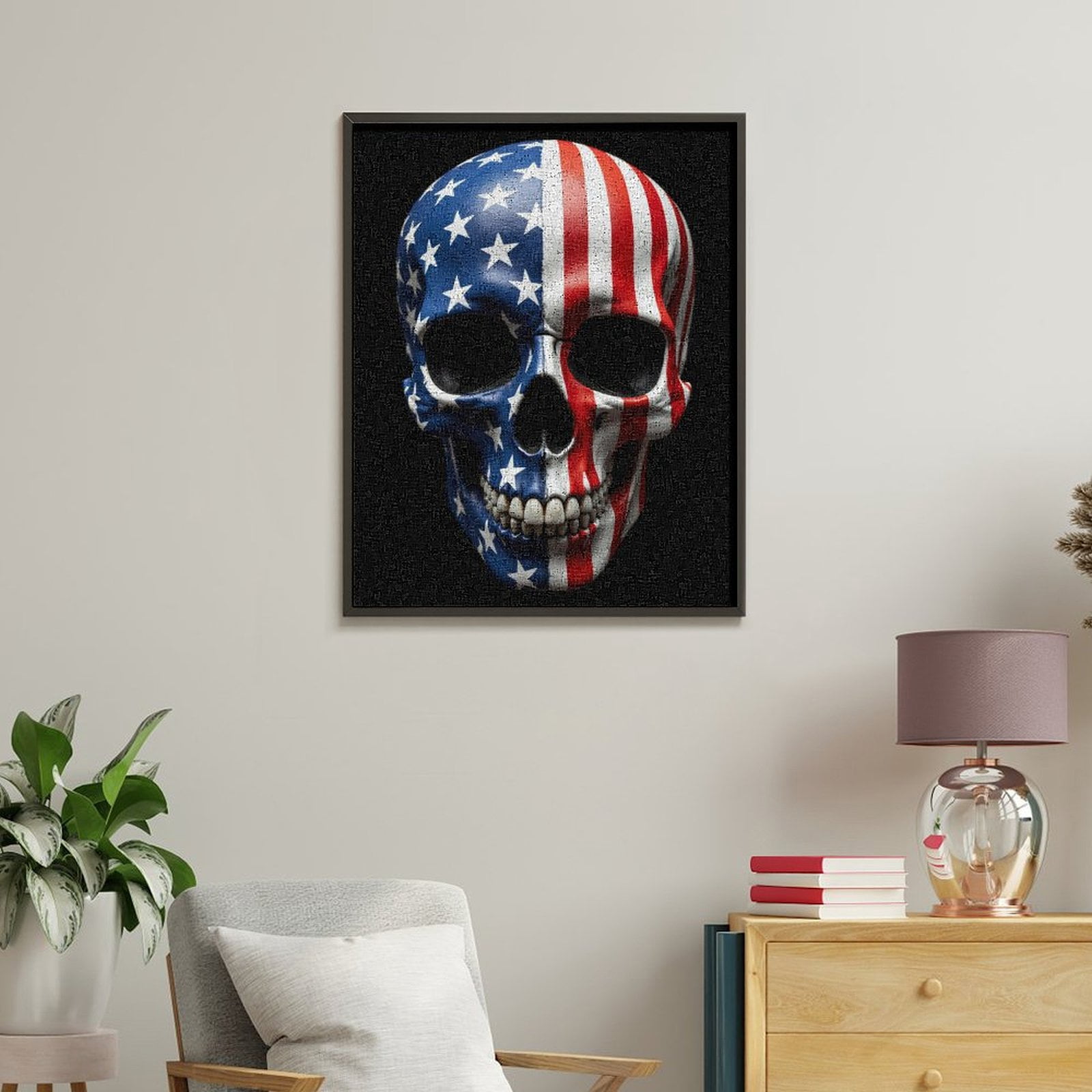 Paint By Numbers Kit for Adults Beginner - DIY Patriotic Skull Art Design Canvas Painting Kits for Adults, Frameless Paint By Number for Adults for Home Wall Decor 16x20 Inch