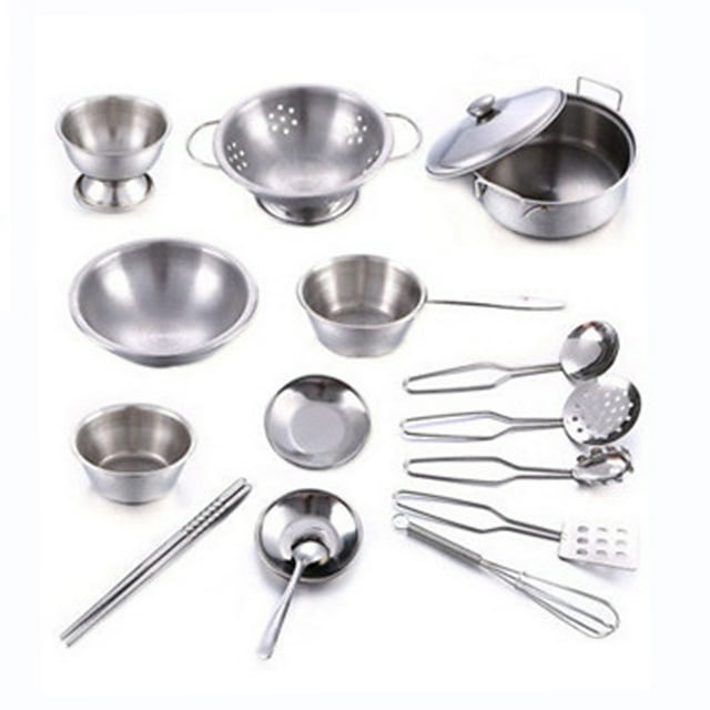 Juego De Ollas Y Sartenes, El Acero Inoxidable Desarrolla Habilidades De 16 Piezas Y Sartenes Juguetes De Cocina Para Niños Accesorios De Cocina Set