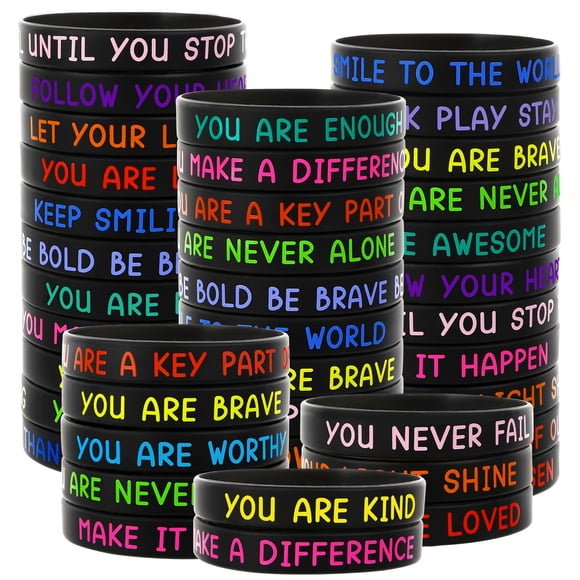 Pulseras motivadoras de silicona JUNEBRUSHS 64 piezas para niños