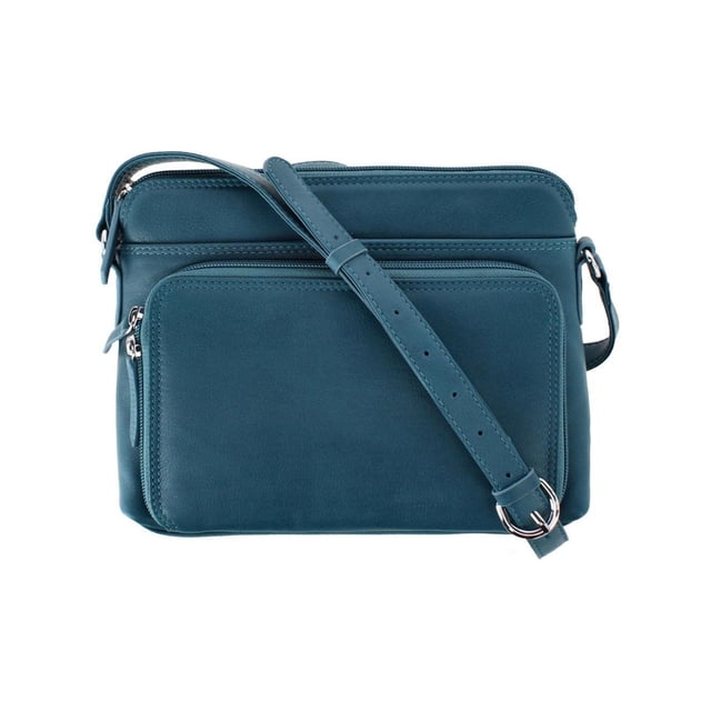 CTM® Leather Shoulder Bag Purse with Side Organizer (Women's)