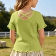 thumbnail image 2 of HUITKMM Girls Shirts Size 7-8 Crisscross Back Short Sleeve Solid Casual Summer Top, 2 of 4