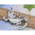thumbnail image 3 of Green y Tone Crawling Alligator Crocodile Reptile Body Brooch Pin, 3 of 5