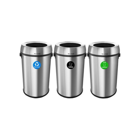 

Alpine Three-Stream Recycling Station 17 Gallon Stainless Steel (ALP470-65L-R-T-CO)