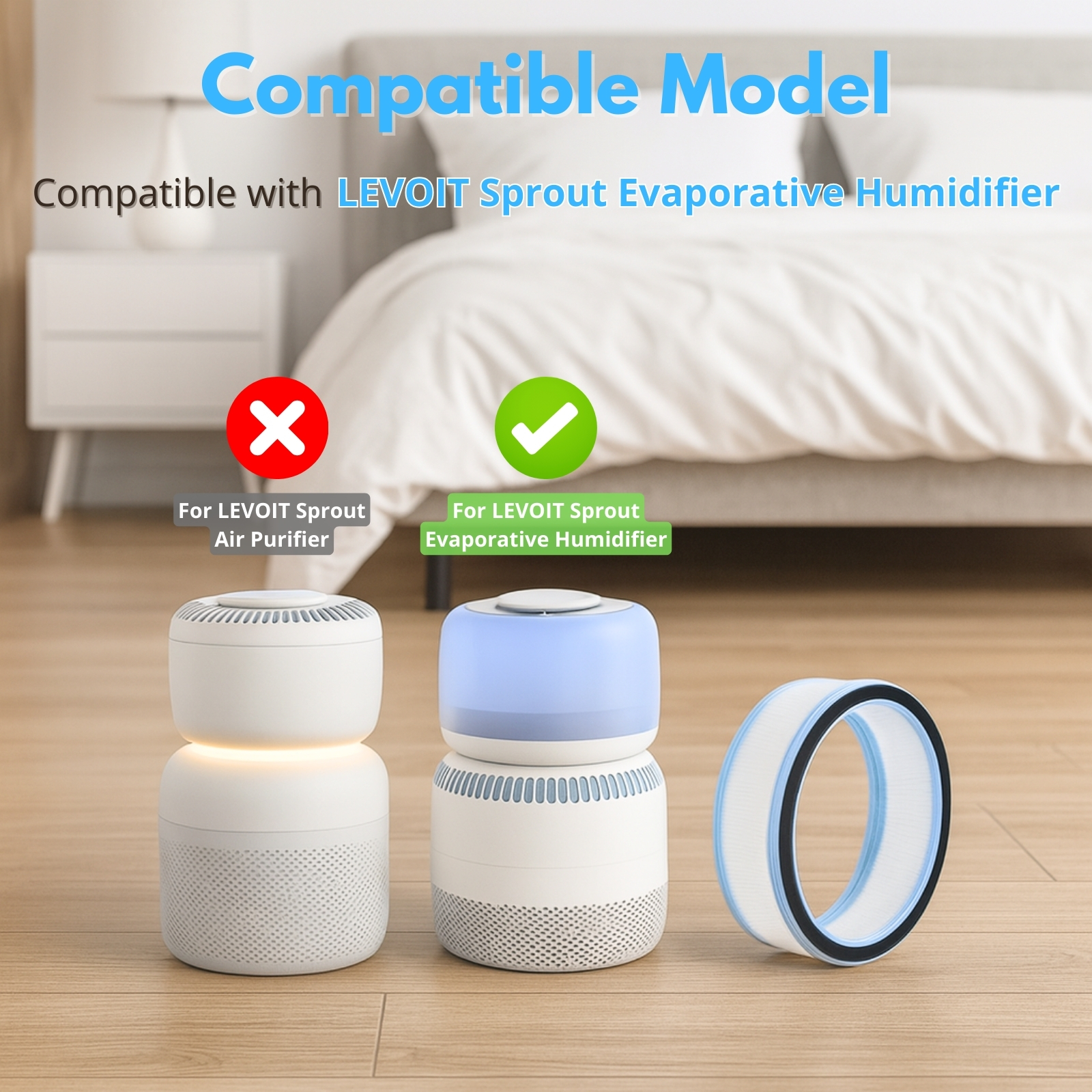 Nispira HEPA Filter Replacement Compatible with LEVOIT Sprout Evaporative Humidifier LEH-B381S, 2 Pack
