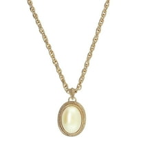 1928 Jewelry Faux Pearl Oval Drop Pendant Necklace For Women 16" 3" Extender