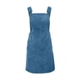 thumbnail image 6 of Fartey Women's Corduroy Overall Bib Dress with Pockets Summer Solid Color Sleeveless Jumpsuit Casual Loose Pinafore Suspender Mini Dresses Blue S-XL, 6 of 7