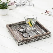 MyGift 10 inch Square Torched Wood Decorative Tray