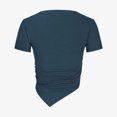 thumbnail image 6 of WREESH Women's Short Sleeve Crop Top Fashion Slim Fitted Casual Round-Neck Solid T-Shirt Top Stylish Solid Color Blouse for Women Navy, 6 of 6