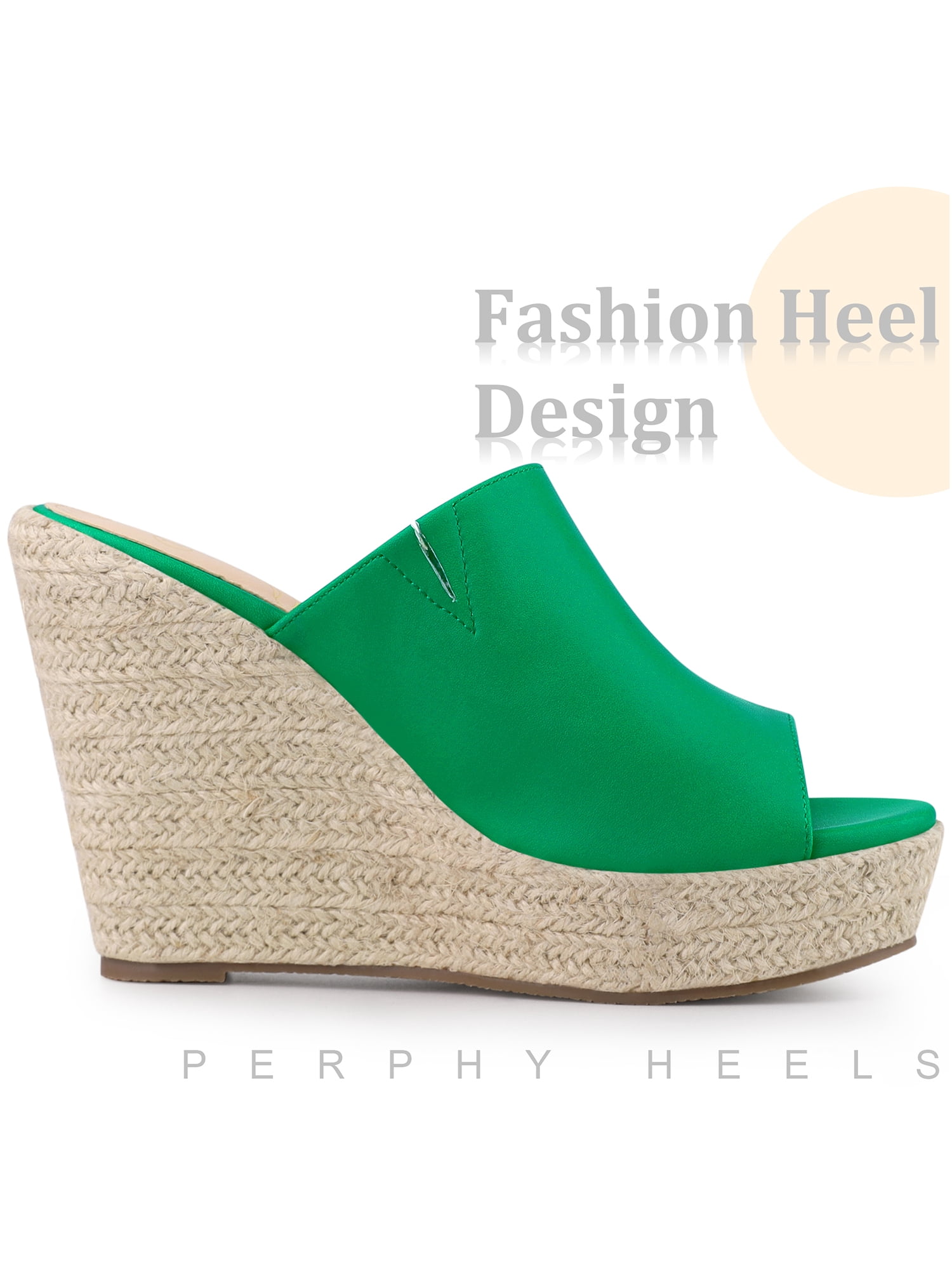 DARING DIVA Women's Open Toe Espadrille Wedge Heel Platform Slide Sandal Grass Green 7
