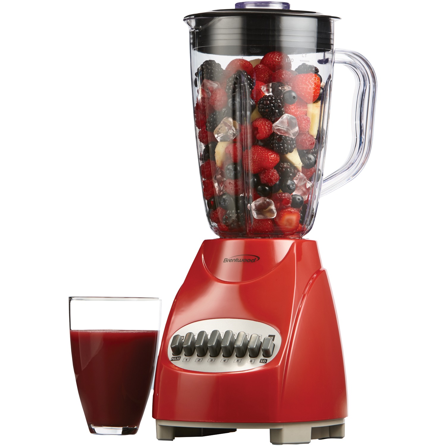 Brentwood Appliances Jb-220r 50-ounce 12-speed + Pulse Electric Blender with Plastic Jar (red) - image 2 of 12