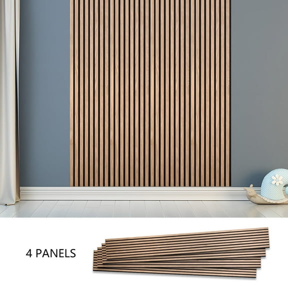 Wood Panels for wall - Oak Acoustic Wall Panels - 4PK Wall Wood Panels - 94.49" x 12"- Soundproof Wood Wall Panels for Decor - Acoustic Slat Wood Wall Panels for Interior decoration of Walls