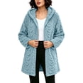 thumbnail image 2 of Trikvn Women's Long Fleece Coat Fuzzy Sherpa Jacket Winter Warm Zip Up Hooded Outerwear with Pockets Cable Knit Cardigan Casual Fall Relaxed Fluffy Overcoat, 2 of 9