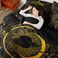 thumbnail image 4 of Castle Fairy Golden Sun And Moon Bedding Comforter Set 7 Pieces for Kids Teens Adults,Glitter Stars Print Full Bedding Set Lightweight,Bohemian Exotic Style Fitted Sheet Flat Sheet, 4 of 8