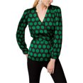 thumbnail image 1 of INC Blusa cruzada con estampado de lunares para mujer, verde, mediana, 1 of 1