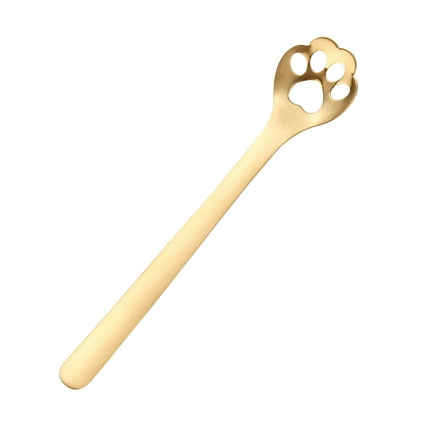 Pisexur Batería de cocina Bonita cuchara de café de acero inoxidable 304, cuchara para revolver té, cuchara para taza, cuchara con forma de garra de perro, taza ahuec para la cocina del hogar