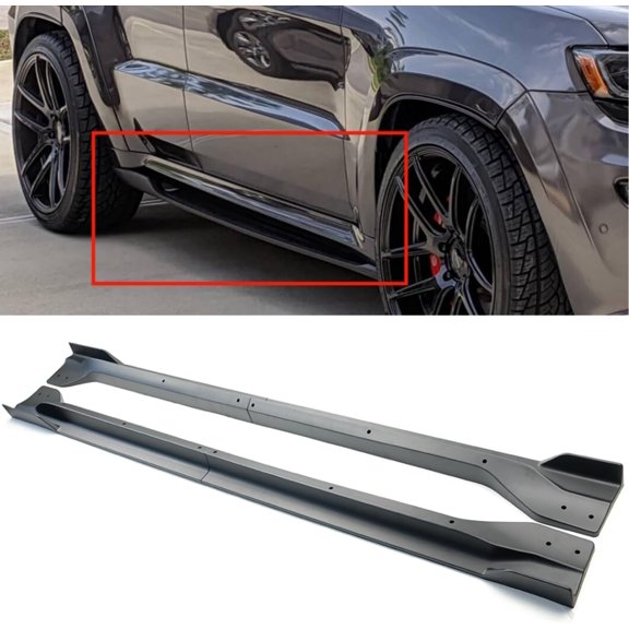 Side Skirts 4Pcs Compatible with Jeep Grand Cherokee SRT8 WK2 / Trackhawk 2012-2021 Exterior Side Skirt Extensions Splitter (Matte Black)