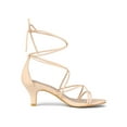 thumbnail image 3 of BLISSFUL STEP Sandales à Lacets à Petits Talons à Brides pour Femmes pour la Rentrée Beige 6, 3 of 8