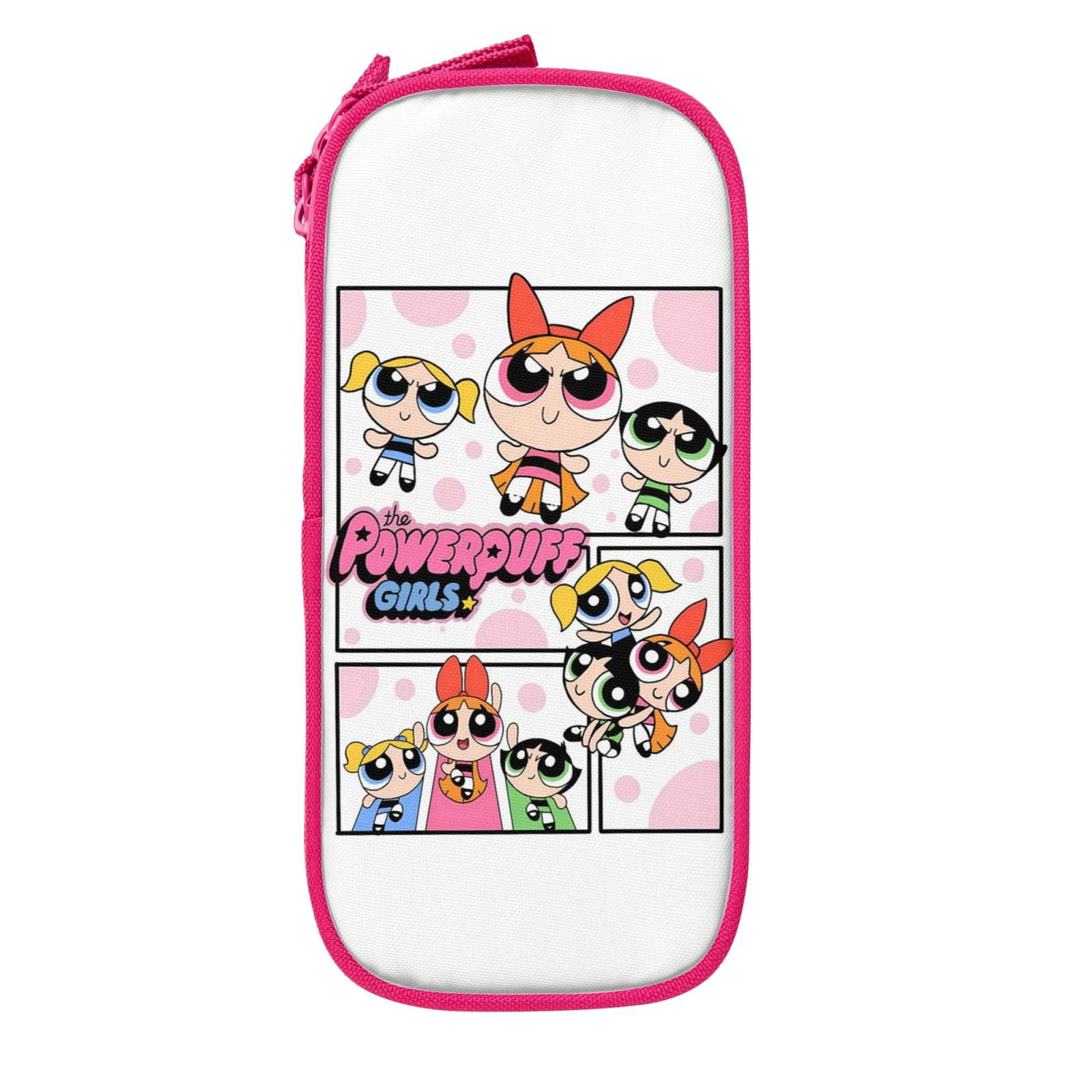 The Powerpuff Gi-rls Pencil Case Large Capacity Pencil Pouch Pen Bag Office Stationery Organizer Travel Makeup Bag Pink