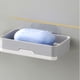 thumbnail image 2 of Soporte de plástico gris de un solo nivel, caja de jabón para inodoro, montaje en pared, sin necesidad de taladro, rejilla de drenaje para baño, 2 of 5