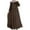 Coffee, variant on HNMKIU Seasonal Linen Retro Casual Maxi Dress Oversized Round Neck Ruffle Hem for Plus Sizes Maxi Dresses for Women Black,XL