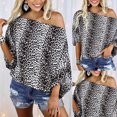 thumbnail image 2 of Tops de mujer Cuello con estampado de leopardo Fuera del hombro Sexy Tops casuales sueltos Fridja  hj308, 2 of 9