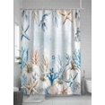 thumbnail image 5 of Fall Shower Curtain Pumpkin Starfish Shower Curtains for Bathroom Thanksgiving Decor, Waterproof Polyester Shower Curtain Set with Hooks, Extra Long 72" x 96" Marine Life Coral, 5 of 6