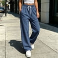 thumbnail image 5 of Women's Drawstring High Waist Wide Leg Sweatpants Y2K Loose Casual Joggrt Pants Soft Athletic Streetwear Pants with Pocket Fall Outfit Navy, 5 of 8